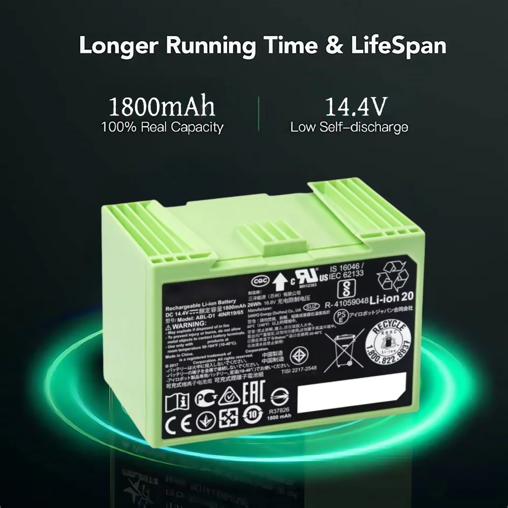 4S Lipo Battery 14.8V 6000Mah - Para iRobot Roomba i7 batería recargable