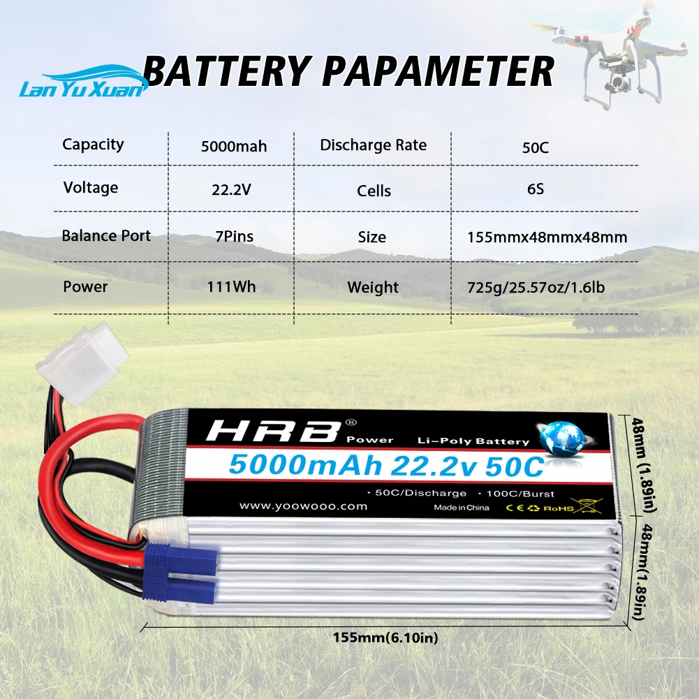 2 uds 6S batería Lipo 22,2 V 5 - 6S Lipo Battery 22.2V 5000Mah reseña y precio