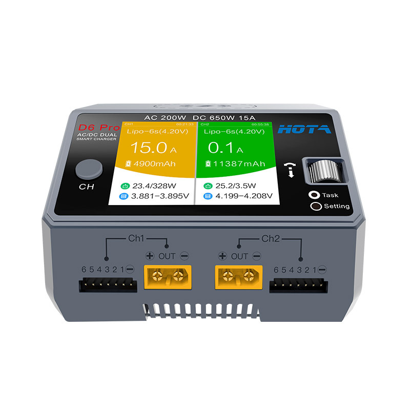 HOTA D6 Pro negro AC 200w DC 2 - Hota D6 Pro Dual Lipo Charger reseña y precio